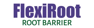 Logo: FlexiRoot root barrier on a white background