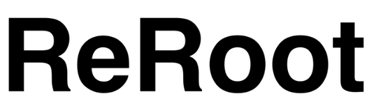 Black 'ReRoot' logo on a white background